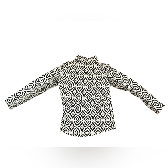 IBKUL Doreen Print Long Sleeve Mock Neck Top -Black and White Size Medium UPF50 - Picture 5 of 8